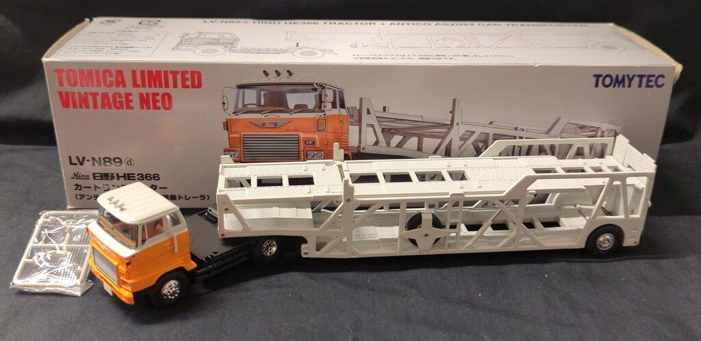 トミーテック TOMICA LIMITED VINTAGE NEO 日野HE366 カートランスポーター(アンチコ ASZ022 車両運搬トレーラ)(オレンジ/白) LV-N89d