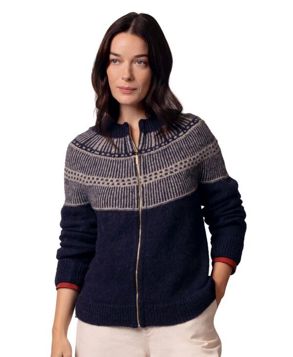 ケルティックアンドコー レディース アウター ニット・セーター ウール カーディガン Celtic Co Womens British Wool Yoke Stitch Cardiga navy oa