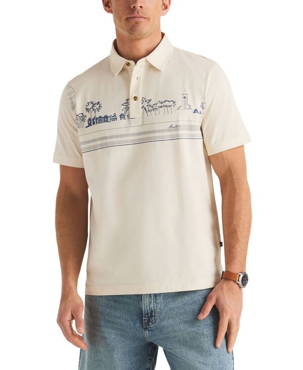 ナウティカ メンズ トップス ポロシャツ プリント Nautica Mens Enginee red Print ClassicFit Polo Shirt Natural
