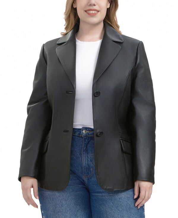 ビージーエスディー レディース アウター ジャケット・ブルゾン プラスサイズ ブレザー BGSD Plusize Ruth Leather Blazer Jacket Black ブラック