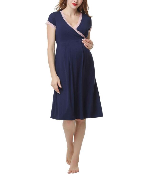 キミアンドカイ レディース アンダーウェア ナイトウェア マタニティ Maternity kimi kai Nursing Nightgow navy ネイビー
