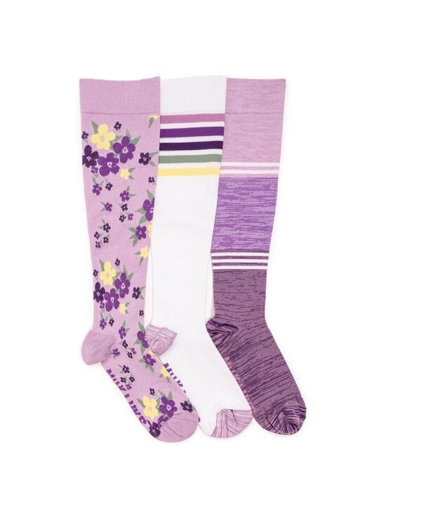 ムクルクス レディース アンダーウェア 靴下 MUK LUKS Womens 3 Pair Pack Compression Socks Purple multi パープル