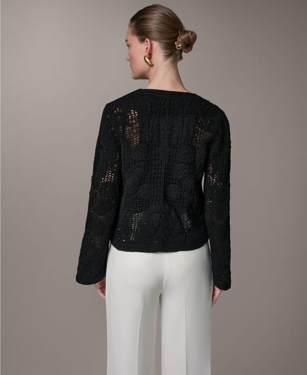 ダナ キャラン ニューヨーク レディース アウター ジャケット・ブルゾン Donna Karanew York Womens Crochet ButtonFront Jacket Black ブラック