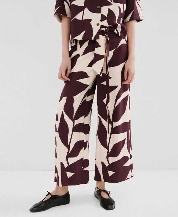 マンゴ レディース ボトムス カジュアルパンツ プリント MANGO Womens Printed Straight Pants Ecru エクリュ