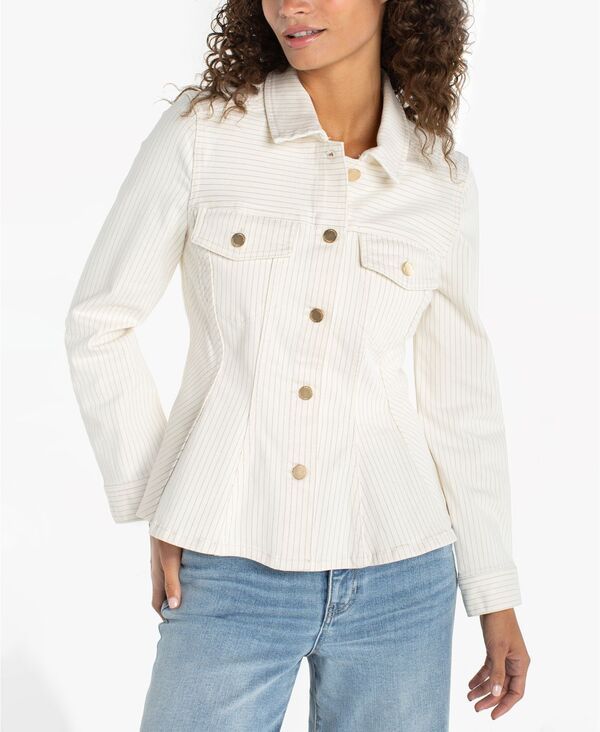 リヴァプール ロサンゼルス レディース アウター ジャケット・ブルゾン Liverpoolos Angeles Womenstriped Colla red Neck Trucker Jacket N