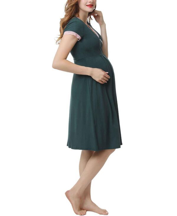 キミアンドカイ レディース アンダーウェア ナイトウェア マタニティ Maternity kimi kai Nursing Nightgown Forest green グリーン キミアンドカイ レディース アンダーウェア ナイトウェア マタニティ Maternity kimi kai Nursing Nightgown Forest green グリーン