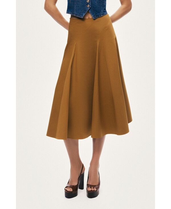 ノクチューン レディース ボトムスカート ミディ NOCTURNE Womens Fla red Midi Skirt Camel キャメル