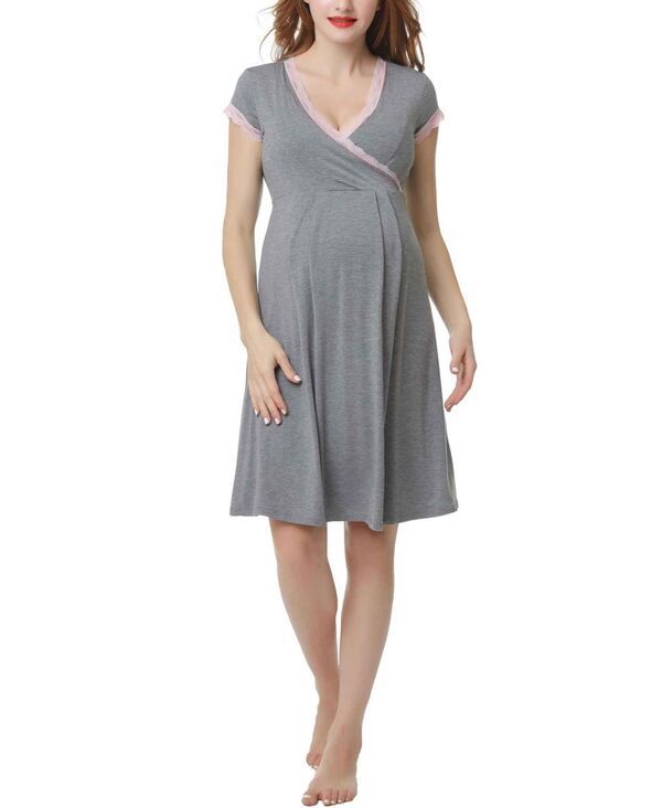 キミアンドカイ レディース アンダーウェア ナイトウェア マタニティ Maternity kimi kai Nursing Nightgown Gray グレー