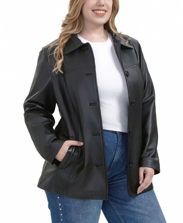 ビージーエスディー レディース アウター ジャケット・ブルゾン プラスサイズ コート レザー BGSD Plusizevie Leather Car Coat Black ブラック