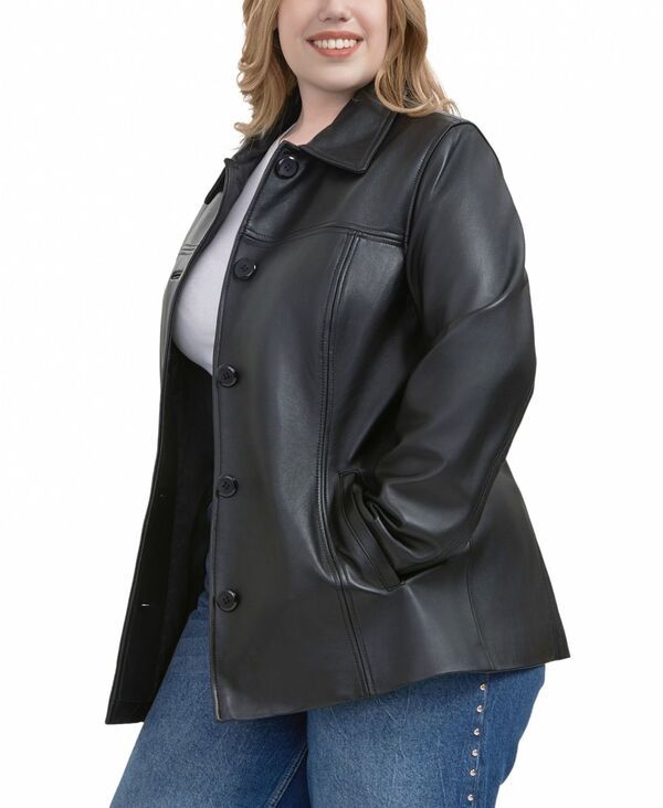 ビージーエスディー レディース アウター ジャケット・ブルゾン プラスサイズ コート レザー BGSD Plusizevie Leather Car Coat Black ブラック