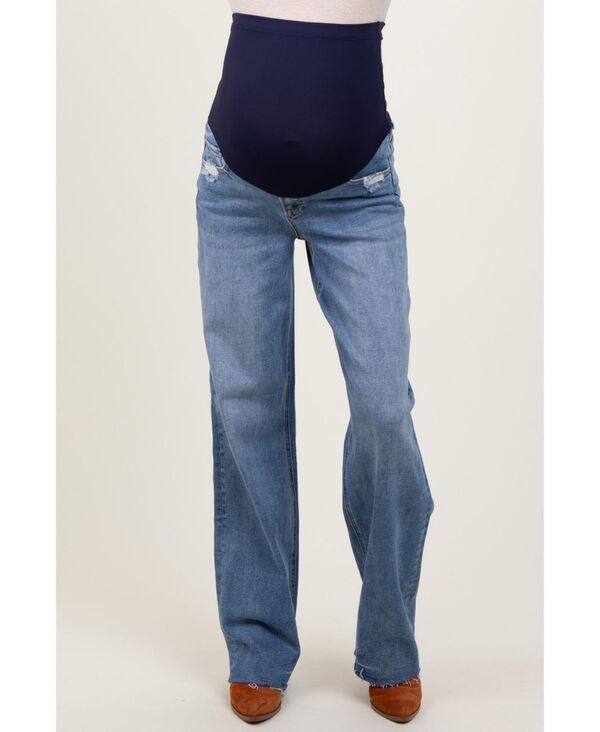 ピンクブラッシュ レディース ボトムス デニムパンツ ワイドレッグ ヴィンテージ マタニティ ジーンズ Pinkblush Maternity Blue Vintage Wash Raw Hem Wi