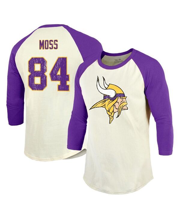 マジェスティック メンズ トップス Tシャツ Majestic Threads Mens Randy Moss CreamPurple Minnesota Vikings Reti red Playe