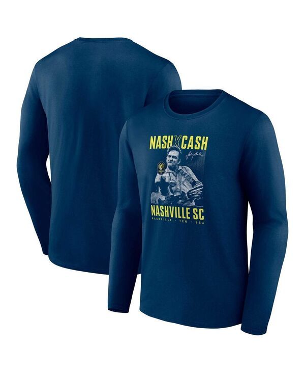 ファナティクス メンズ トップス Tシャツ Fanatics Mens Navy Nashville SC Johnny Cash Finger Long Sleeve TShirt Navy ネイビ