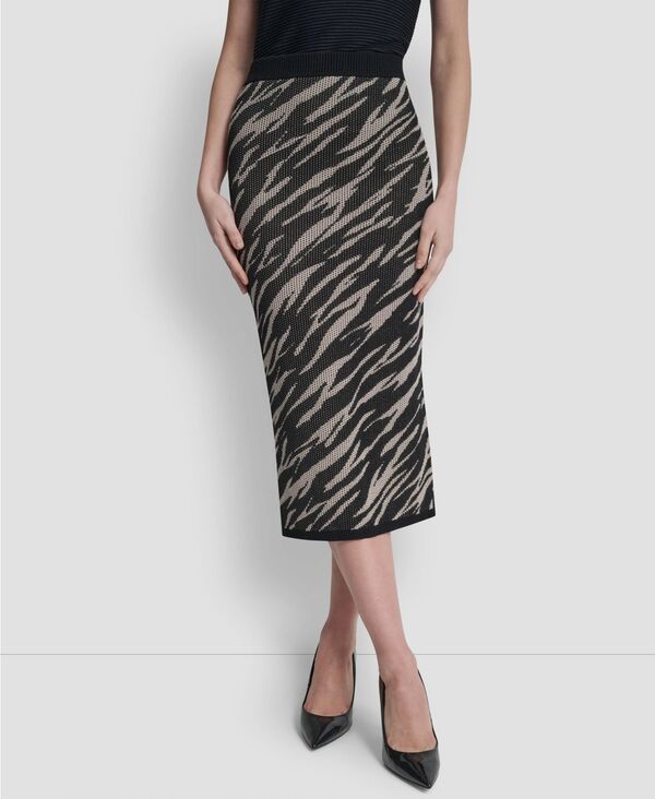 ダナ キャラン ニューヨーク レディース アウター ニット・セーター アニマル柄 プリント スカート DKNY Womens Pointelle Jacquard Animal Print PullO