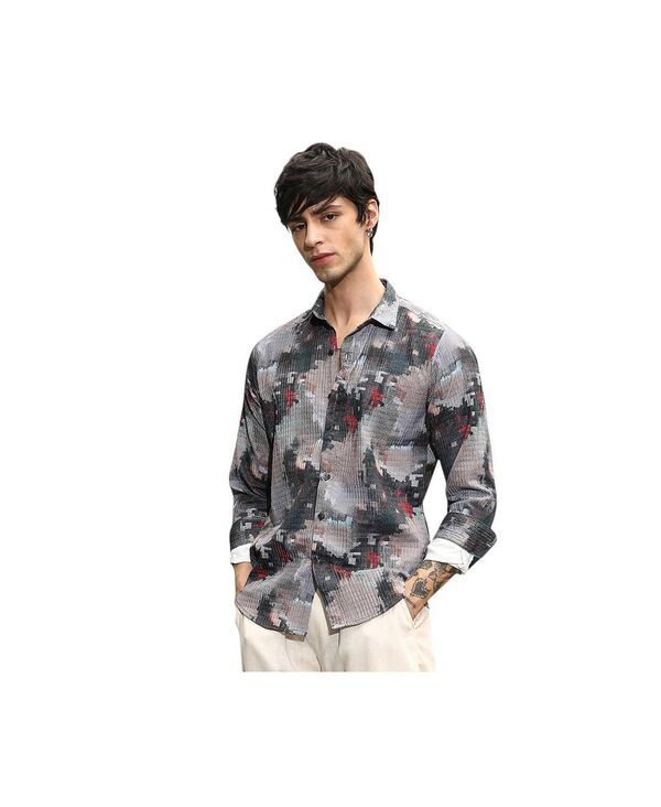 キャンパスストラ メンズ トップス シャツ Campusutra Mens ArtisticBlur Shirt Grey グレー