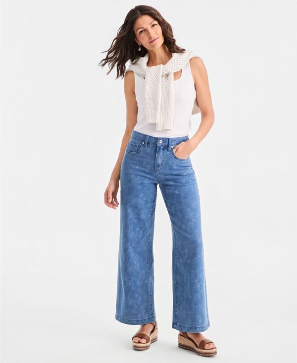 スタイルアンドコー レディース ボトムス デニムパンツ プリント ジーンズ Style Co Womens Printed HighRise WideLeg Jeans Floral Print