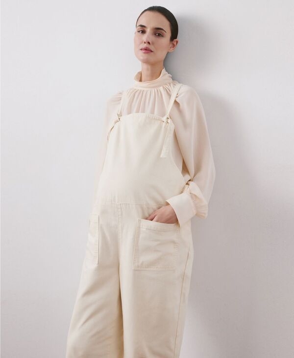 マンゴ レディース ボトムス カジュアルパンツ デニム マタニティ MANGO Womens Maternity Denim Dungarees Off White オフホワイト
