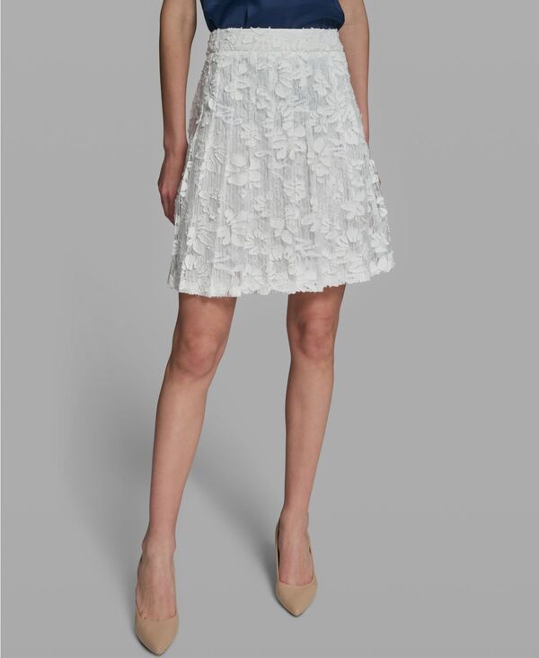 カール ラガーフェルド レディース ボトムスカート プリーツ ミディ レース KARLAGERFELD PARIS Womens Laced Pleated Midi Skirt Soft White