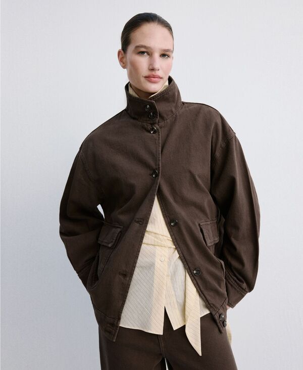 マンゴ レディース アウター ジャケット・ブルゾン デニム MANGO Womens Pockets Oversizedenim Barn Jacket Chocolate チョコレート