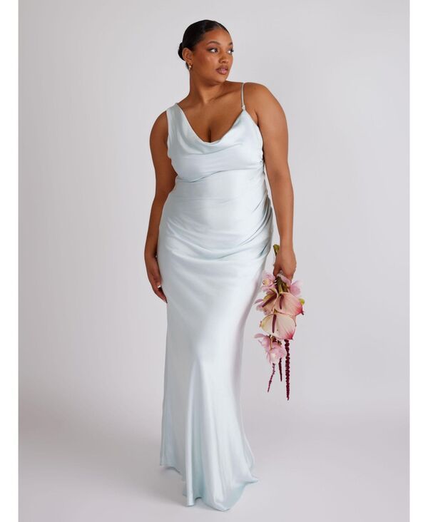シックスストーリーズ レディース トップス ワンピース アシンメトリー Six Stories Cowl Front Asymmetric Bridesmaidress Ice blue ブルー