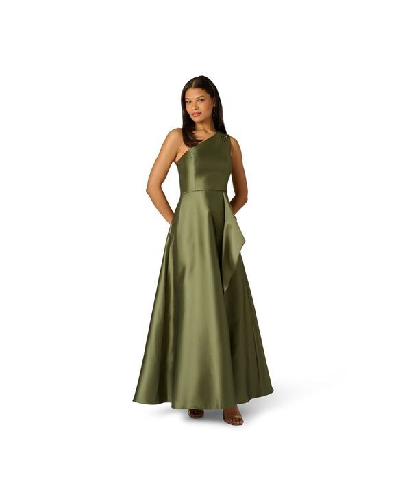 アドリアナ パペル レディース トップス ワンピース ワンショルダー Adrianna Papell Womens Embellished OneShoulder Gown Jungle Olive