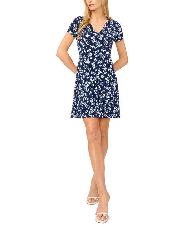 セセ レディース トップス ワンピース Vネック ミニ 半袖 CeCe WomenshortSleeve VNeck Mini Dress Classic Navy ネイビー