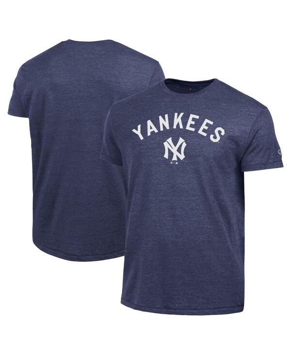 チャンピオン メンズ トップス Tシャツ Champion Mens Navy New York Yankees Cooperstown Wordmark Lockup TriBlend TShirt