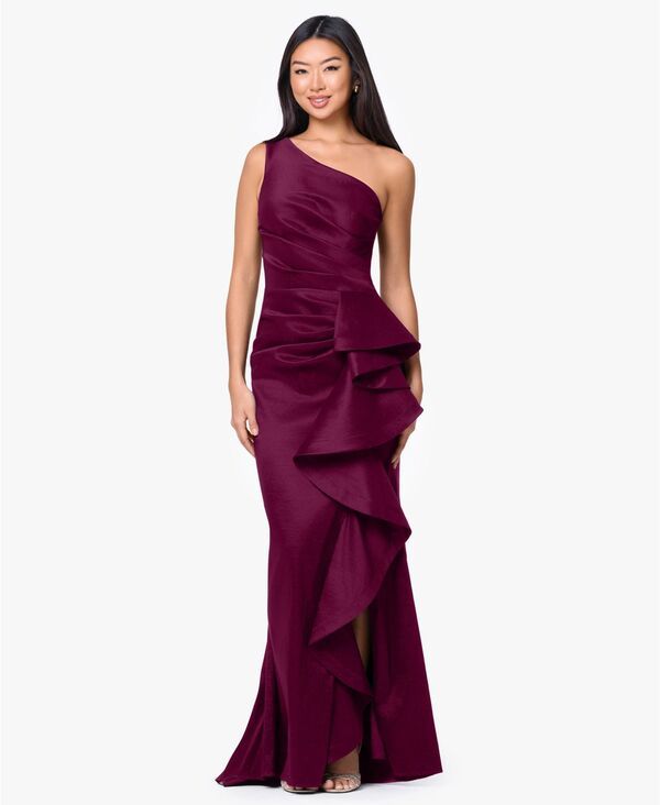 ベッツィアンドアダム レディース トップス ワンピース プチ ワンショルダー Betsy Adam Petite OneShoulder Ball Gown Raisin