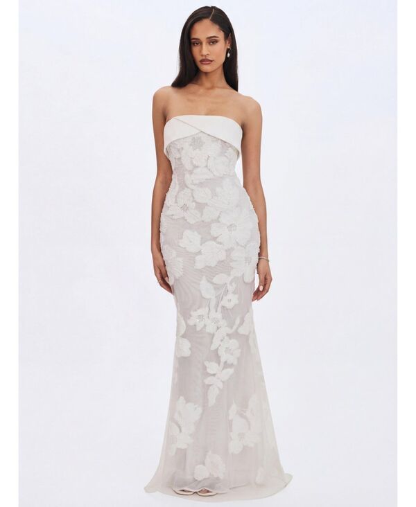 ミスサークル レディース トップス ワンピース フラワー柄 ストラップレス フラワー Miss Circle Womens Raphaela White Floral Strapless Mermai