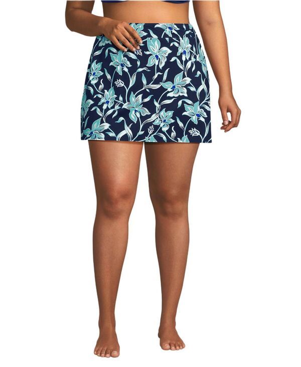 ランズエンド レディース ボトムスカート Lands End Womens Tummy Control Swim Skirtropic floralnavy ネイビー