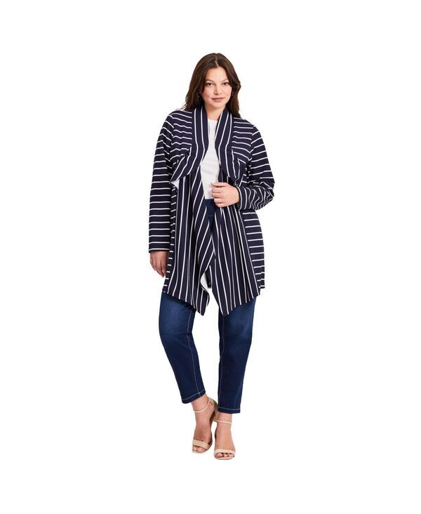 アベニュー レディース アウター ニット・セーター カーディガン AVENUE Womenstriped Cascade Cardiga navy stripe ネイビー