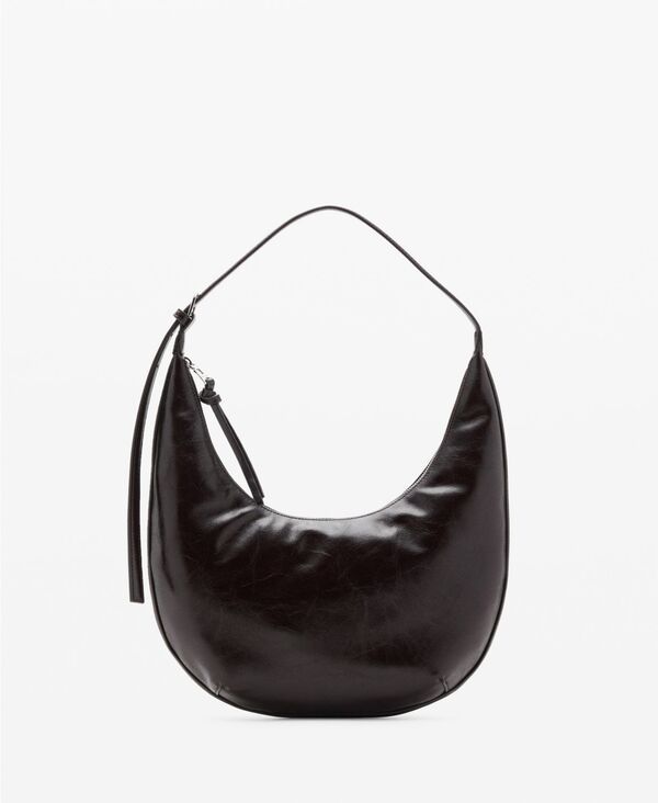 マンゴ レディース バッグ MANGO Womens Pebbled Effect Medium Oval Bag Chocolate チョコレート