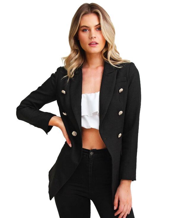 ベルアンドブルーム レディース アウター ジャケット・ブルゾン ブレザー Belle Bloom Princess Polina Textu red Weave Blazer Black ブラック