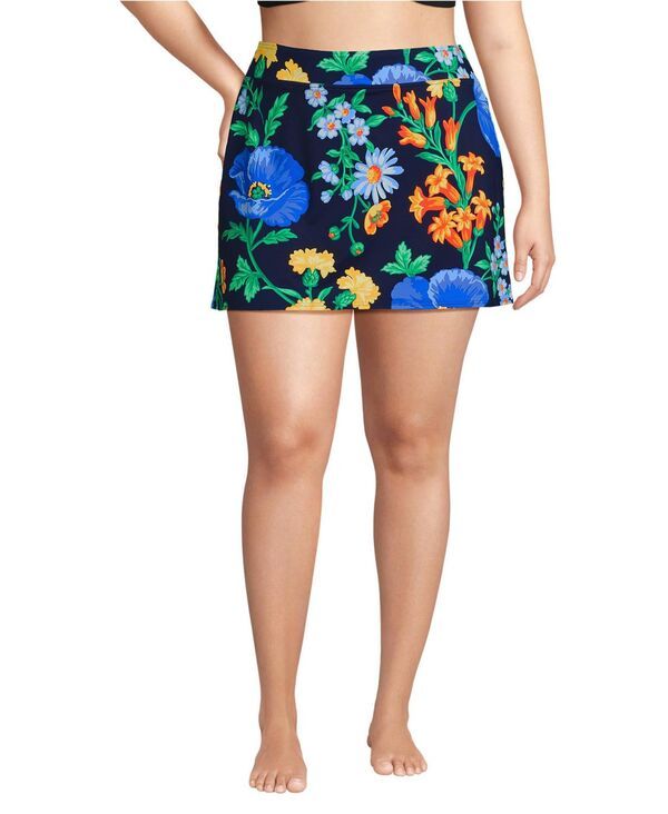 ランズエンド レディース ボトムスカート Lands End Womens Tummy Control Swim Skirt Navyexploded poppy floral ネイビー