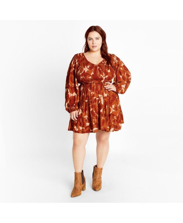 シティーシック レディース トップス ワンピース プリント ミニ CITY CHIC Womens Jemma Mini Print Dress Red print レッド