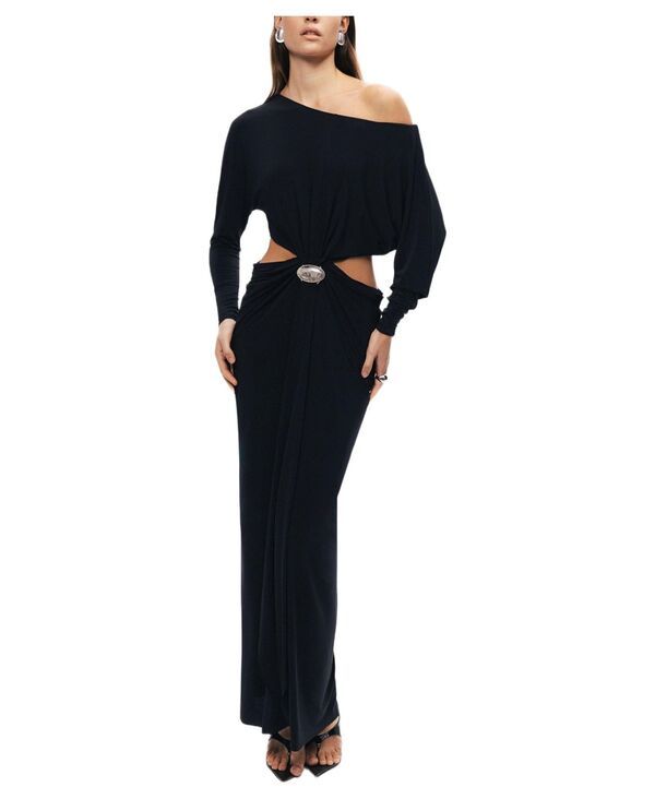 ノクチューン レディース トップス ワンピース カットアウト ワンショルダー マキシ NOCTURNE Womens OneShoulder CutOut Maxi Dress Black ブラック