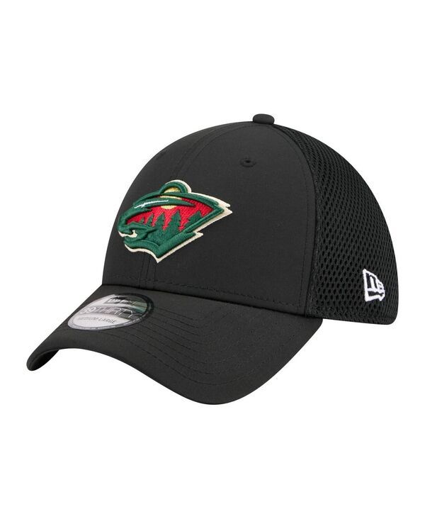 ニューエラ メンズ アクセサリー 帽子 ロゴ New Era Mens Black Minnesota Wild Logo 39THIRTY Flex Hat Black ブラック