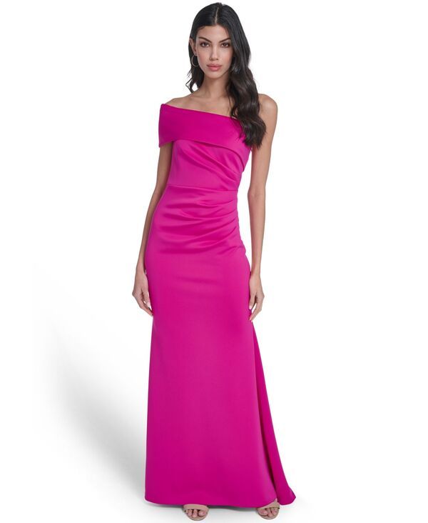 エリザジェイ レディース トップス ワンピース アシンメトリー スキューバ Eliza J Womens AsymmetricNeck SidePleat Scuba Gown Pink ピンク