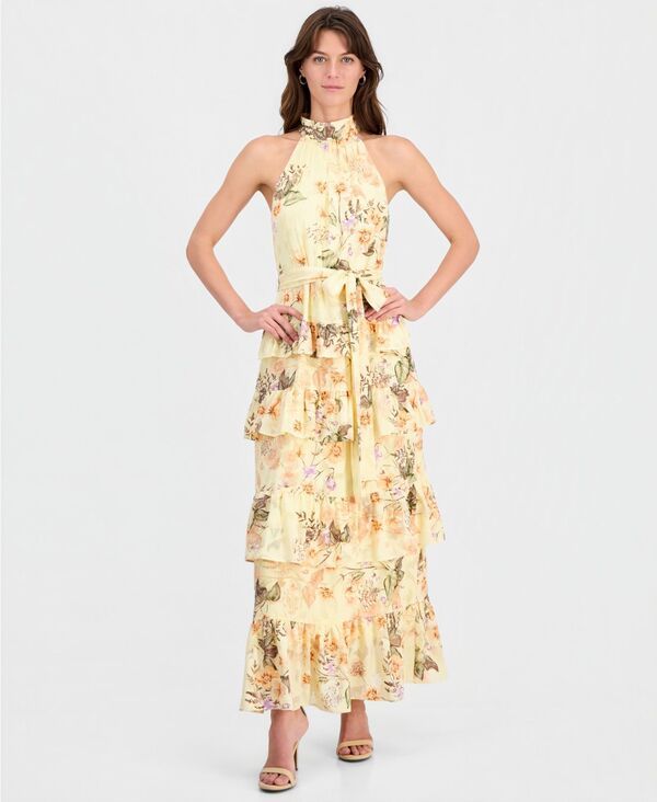 アンクライン レディース トップス ワンピース フラワー柄 プリント ノースリーブ マキシ フラワー ホルター Anne Klein Womens Floral Print Halter Neck S