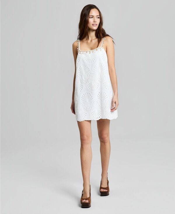 アンドノウディス レディース トップス ワンピース ミニ 刺繍 And Now This Womens Embroide red Seashell Minidress Bright White ホワイ