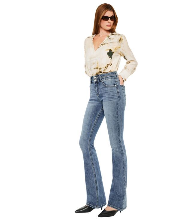 カンクン レディース シューズ ブーツ・レインブーツカット ジーンズ KanCan Womens Raven High Rise Skinny Bootcut Jeans Dark wash