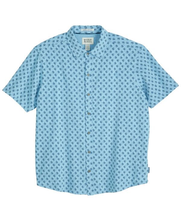スコッチアンドソーダ メンズ トップス シャツ プリント 半袖 SCOTCH SODA MenshortSleeve Mirco Print Shirt Blue Heather ヘザー
