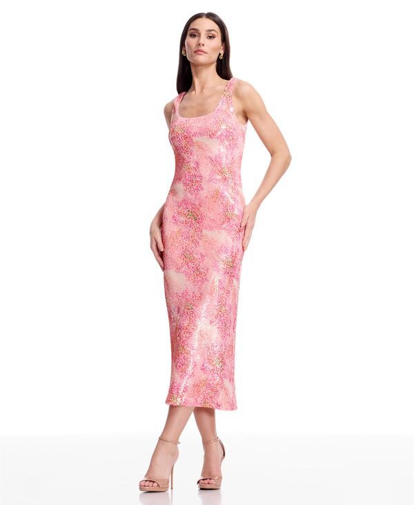 ドレスザポプレーション レディース トップス ワンピース ミディ ノースリーブ Dress the Population Womensleeveless Midi Dress Fuchsia Mult