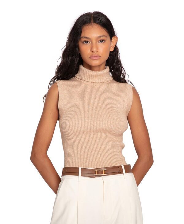 ベルアンドブルーム レディース アウター ニット・セータートルネック ノースリーブ Belle Bloom Womens Equation Sleeveless Turtlenecknit Camel