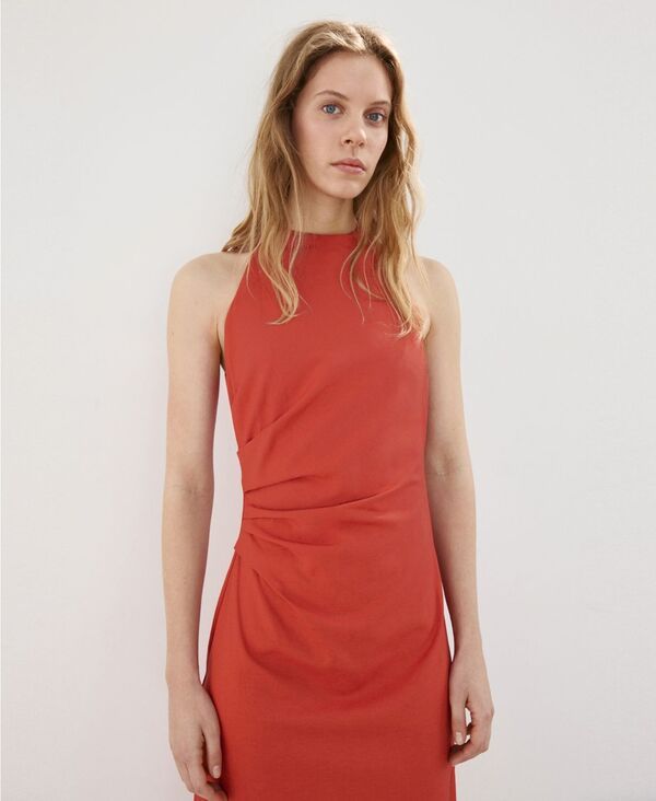 マンゴ レディース トップス ワンピース ドレープ ミディ MANGO Womens Draped MidiDress Orange オレンジ