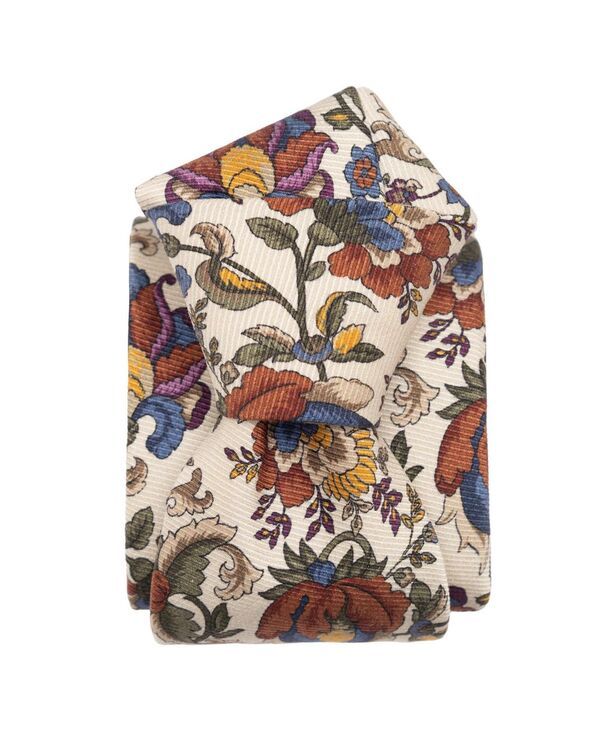 エリザベッタ メンズ アクセサリー ネクタイ プリント シルク Elizabetta Mens Bardini Printed Madder Silk Tie for Men Cream クリーム