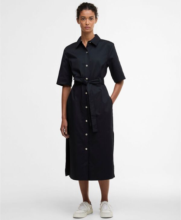 バブアー レディース トップス ワンピース ミディ Barbour Womensloane Pointed Collar Midi Dress Dark Navy ネイビー