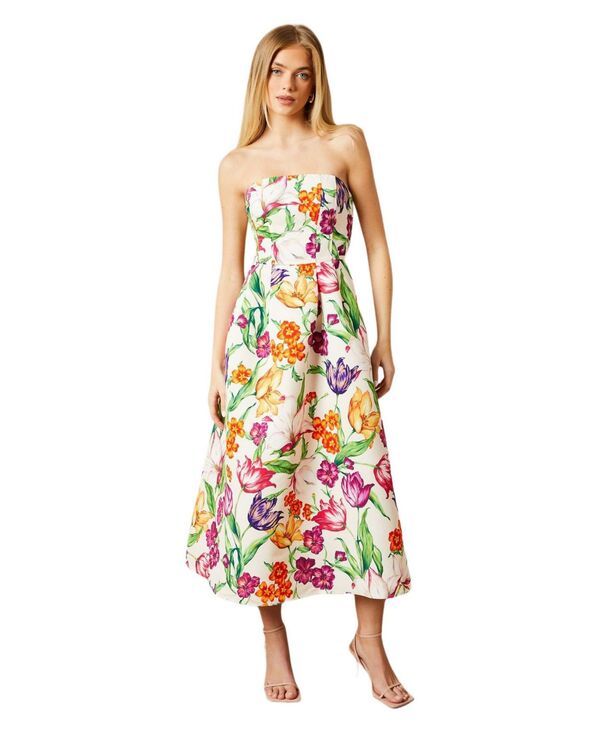 オアシス レディース トップス ワンピース フラワー柄 ミディ ストラップレス フラワー Oasis Womens Floral Twill Strapless Midi Dress Multi マル 31,720円