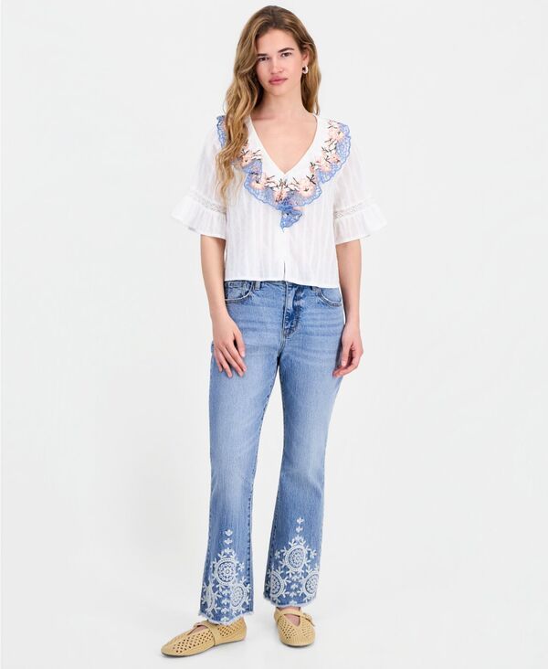 アンドノウディス レディース シューズ ブーツ・レインブーツカット プチ 刺繍 ジーンズ And Now This Petitembroide red Bootcut Jeans Milena 16,786円