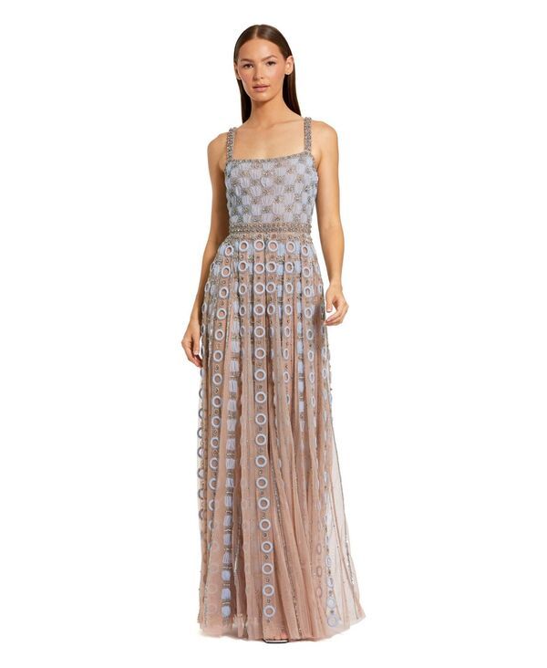 マックダガル レディース トップス ワンピース A ライン メッシュ Mac Duggal Womens Embellished Mesh ALineveningown Powder blue ブルー